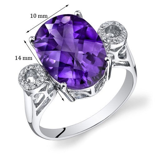 Amethyst Ring 14 Karat White Gold Oval Shape 4.7 Carats