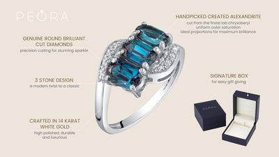 Alexandrite and Diamond 3-Stone Anniversary Ring 1.50 Carats Oval Shape