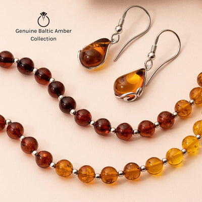 Baltic Amber Bracelet Sterling Silver Cognac Color Tear Drop