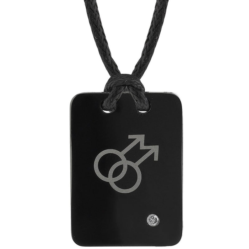 Pride and Style: Steel Pendant with Two Male Insignias SN7984