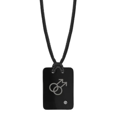 Pride and Style: Steel Pendant with Two Male Insignias SN7984