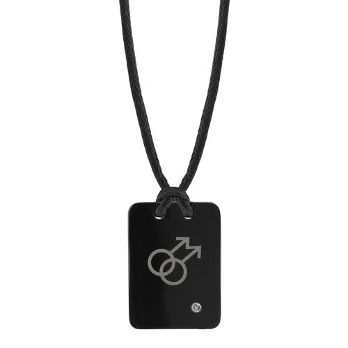 Pride and Style: Steel Pendant with Two Male Insignias SN7984