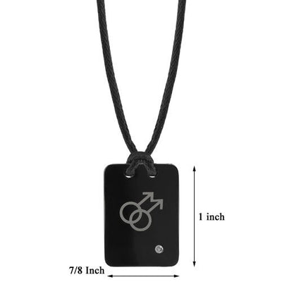 Pride and Style: Steel Pendant with Two Male Insignias SN7984