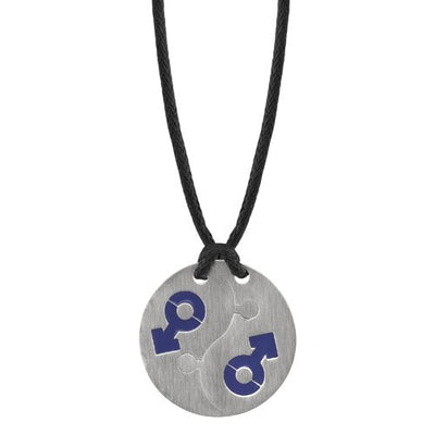 Steel Blue Male Mars Puzzle High Polished Circular Pendant SN7986