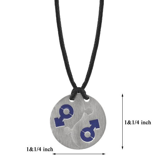 Steel Blue Male Mars Puzzle High Polished Circular Pendant SN7986