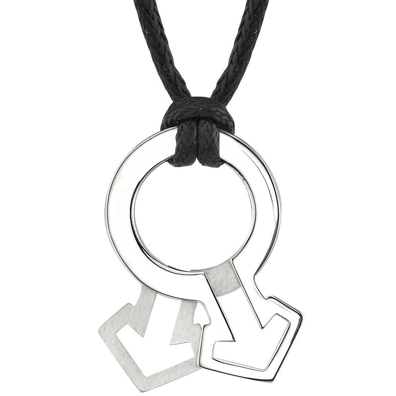 High Polished and Satin Finish Steel Male Mars Symbol Pendant SN8010