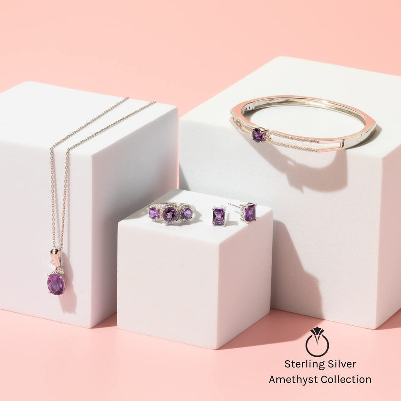 Amethyst Ring Sterling Silver Round Shape 1.75 Carats