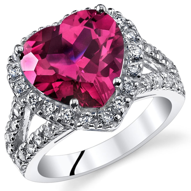 Ruby Ring Sterling Silver Heart Shape 6.25 Carats