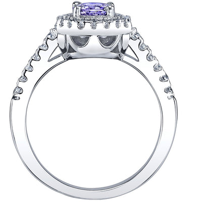0.50 Carat Tanzanite Halo Ring Sterling Silver Sizes 5 to 9