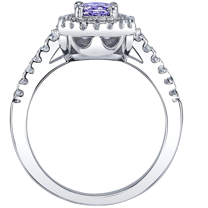 0.50 Carat Tanzanite Halo Ring Sterling Silver Sizes 5 to 9