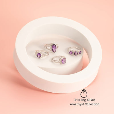 Amethyst Sterling Silver Lace Ring 1 Carat Sizes 5 to 9