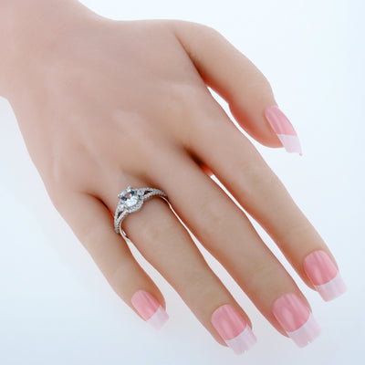Aquamarine Sterling Silver Keepsake Ring 1 Carat Sizes 5 to 9