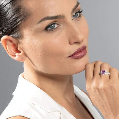 Created Pink Sapphire Sterling Silver Keepsake Ring 1.50 Carats Sizes 5 to 9