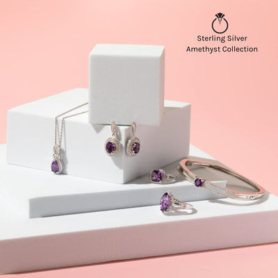 Princess Cut Amethyst Sweetheart Ring Sterling Silver 1.50 Carats