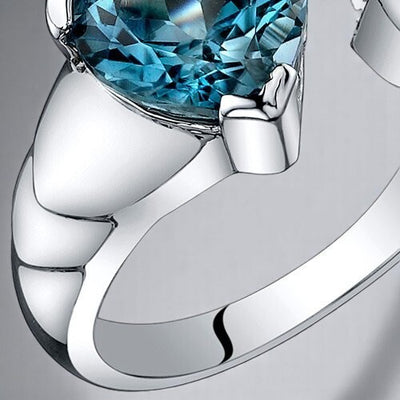 Princess Cut Blue Sapphire Sweetheart Ring Sterling Silver 2 Carats