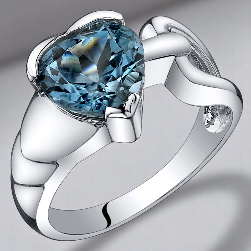Princess Cut Blue Sapphire Sweetheart Ring Sterling Silver 2 Carats