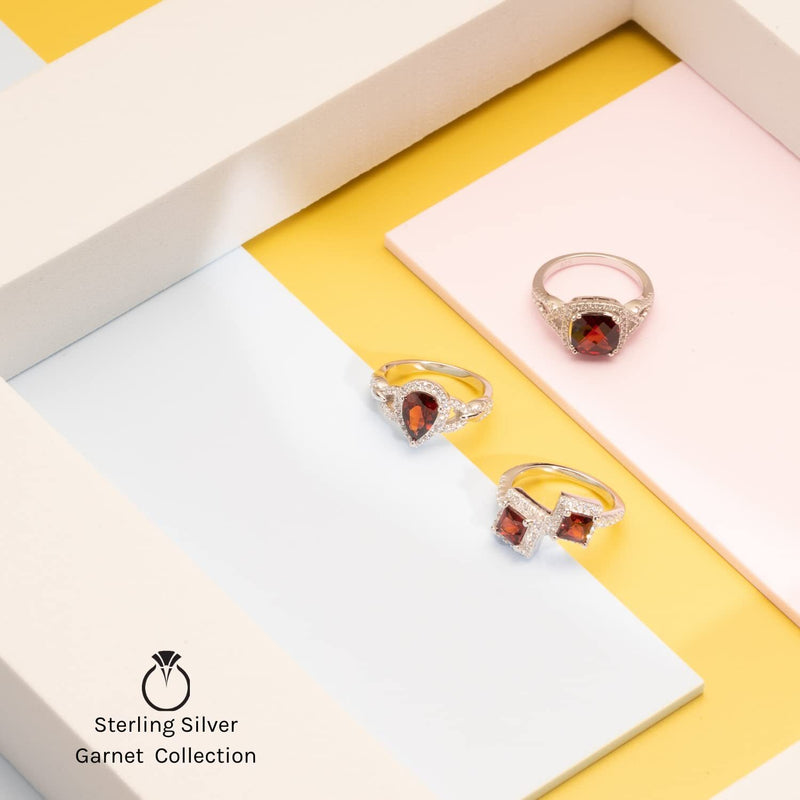 Pear Shape Garnet Halo Crest Ring Sterling Silver 1 Carat