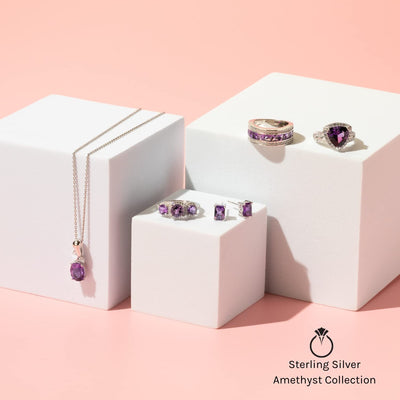 Heart Shape Amethyst Soulmate Ring Sterling Silver 1 Carat