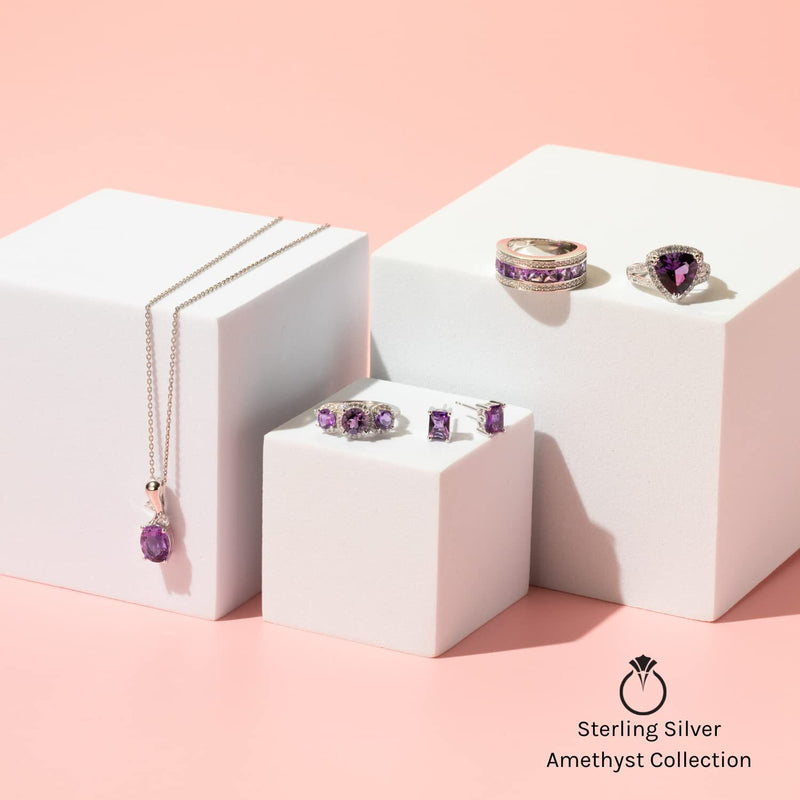 Heart Shape Amethyst Soulmate Ring Sterling Silver 1 Carat
