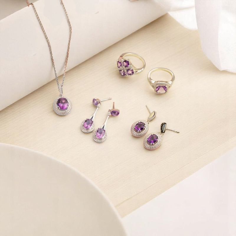 Cushion Cut Amethyst  Sterling Silver Quad Ring 2 Carats