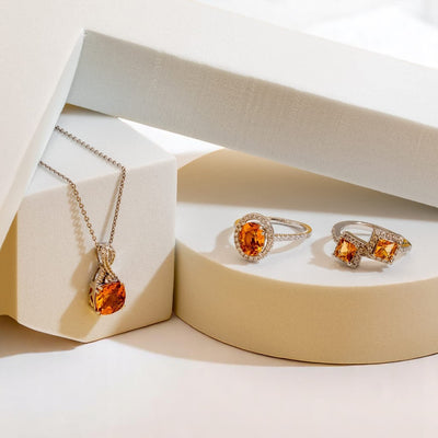 Princess Cut Citrine Two-Stone Ring Sterling Silver 1 Carat