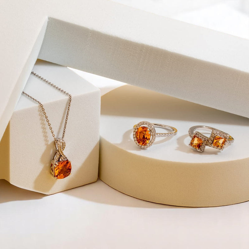 Princess Cut Citrine Two-Stone Ring Sterling Silver 1 Carat