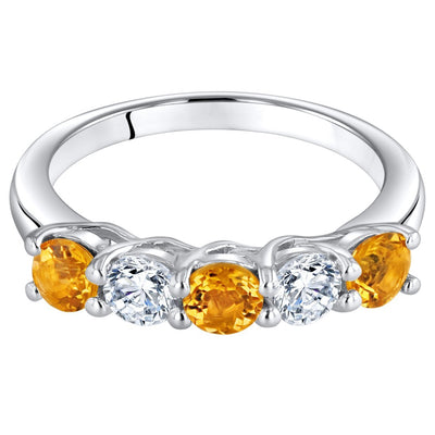 Citrine 5-Stone Trellis Ring Band Sterling Silver