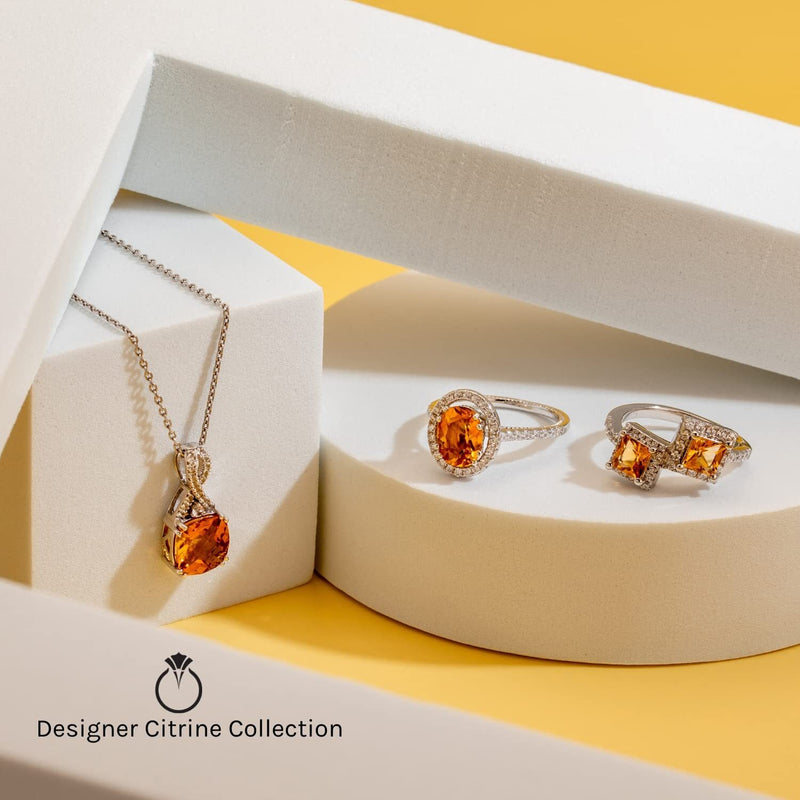 Citrine 5-Stone Trellis Ring Band Sterling Silver