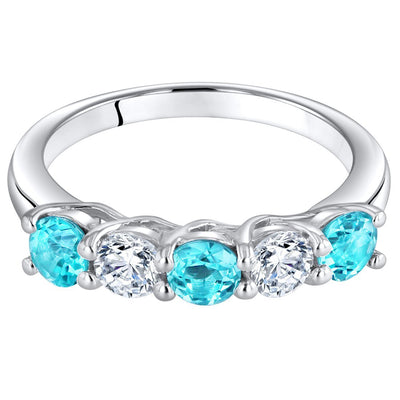 Swiss Blue Topaz 5-Stone Trellis Ring Band Sterling Silver