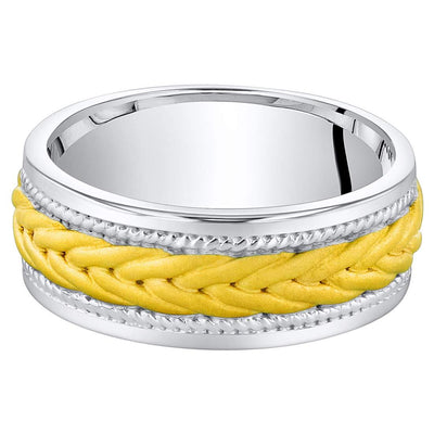 Men's Rope Pattern Wedding Ring Band 8mm Yellow-Tone Sterling Silver Comfort Fit