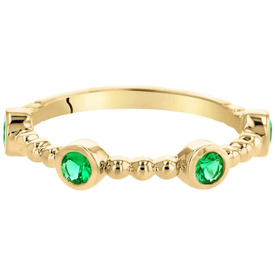 Emerald Dainty Stackable Ring Yellow-Tone Sterling Silver