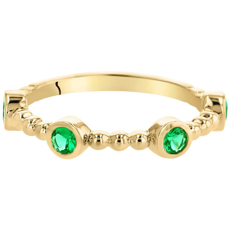 Emerald Dainty Stackable Ring Yellow-Tone Sterling Silver