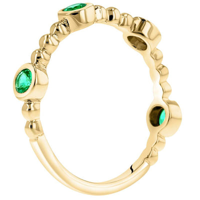 Emerald Dainty Stackable Ring Yellow-Tone Sterling Silver