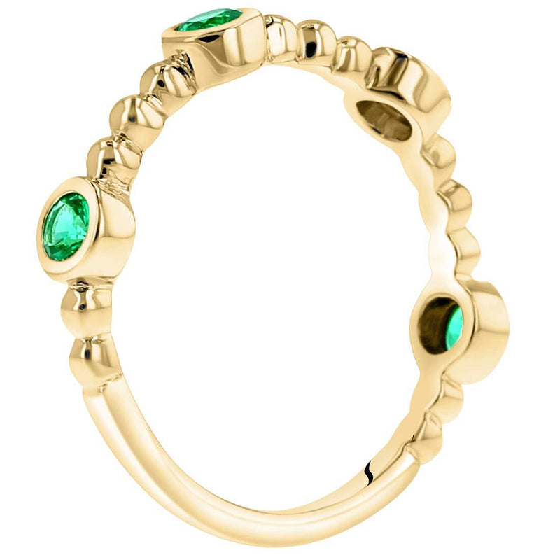 Emerald Dainty Stackable Ring Yellow-Tone Sterling Silver