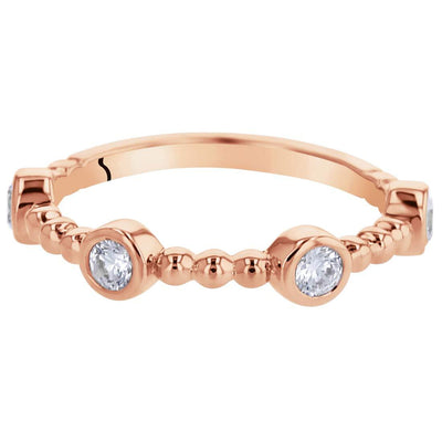 Cubic Zirconia Dainty Stackable Ring Rose-Tone Sterling Silver