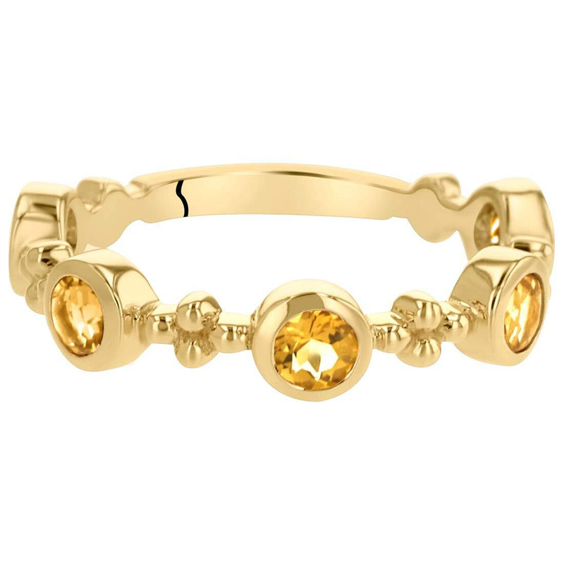 Citrine Tiara Stackable Ring Yellow-Tone Sterling Silver