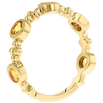Citrine Tiara Stackable Ring Yellow-Tone Sterling Silver