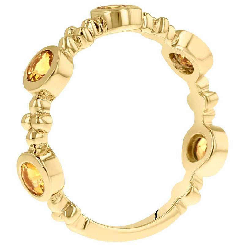 Citrine Tiara Stackable Ring Yellow-Tone Sterling Silver