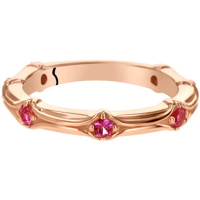 Pink Sapphire Contoured Stackable Ring Rose-Tone Sterling Silver