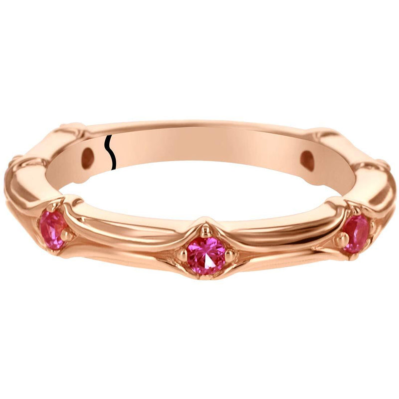 Pink Sapphire Contoured Stackable Ring Rose-Tone Sterling Silver