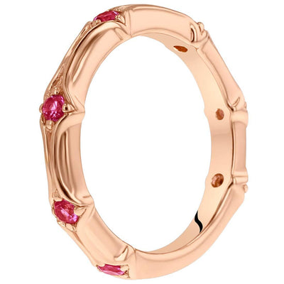 Pink Sapphire Contoured Stackable Ring Rose-Tone Sterling Silver
