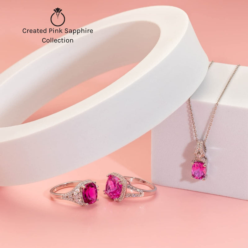 Pink Sapphire Contoured Stackable Ring Rose-Tone Sterling Silver