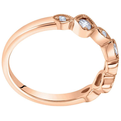 Cubic Zirconia Marquise and Round Stackable Ring Band Rose-Tone Sterling Silver