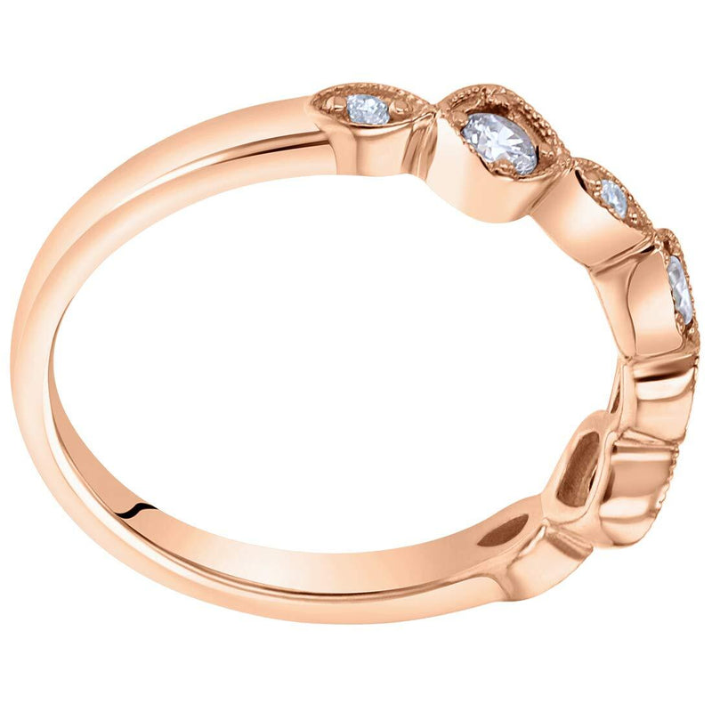 Cubic Zirconia Marquise and Round Stackable Ring Band Rose-Tone Sterling Silver