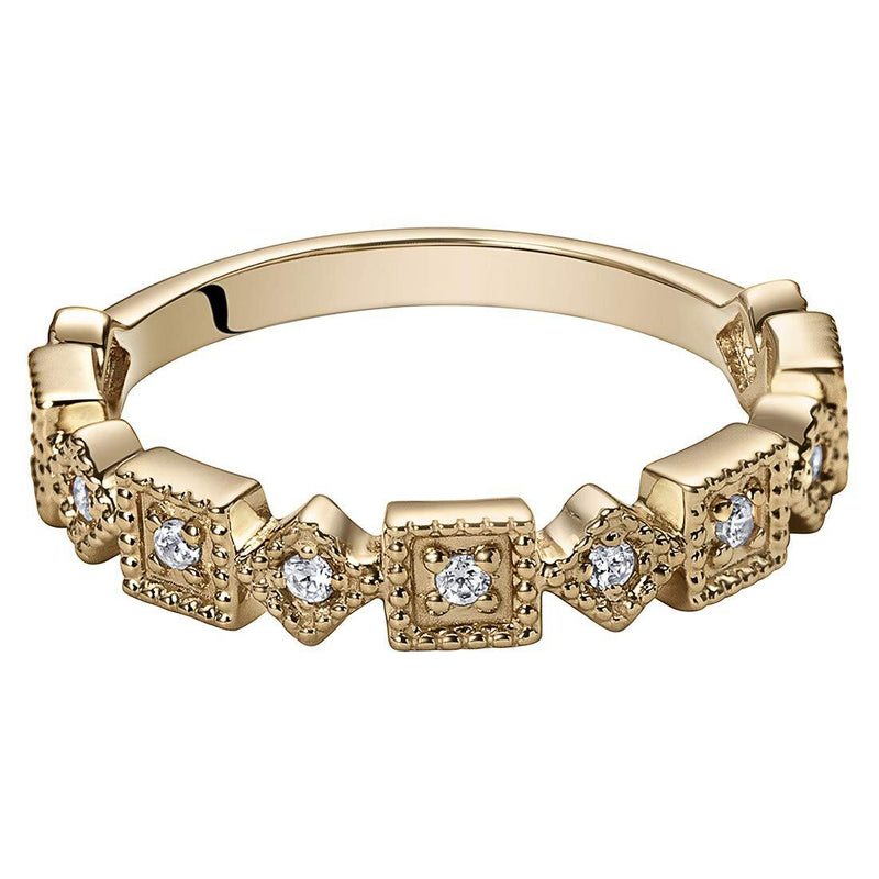 Cubic Zirconia Byzantine Stackable Ring Rose-Tone Sterling Silver