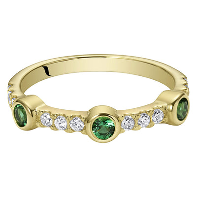 Emerald Bezel Stackable Ring Yellow-Tone Sterling Silver