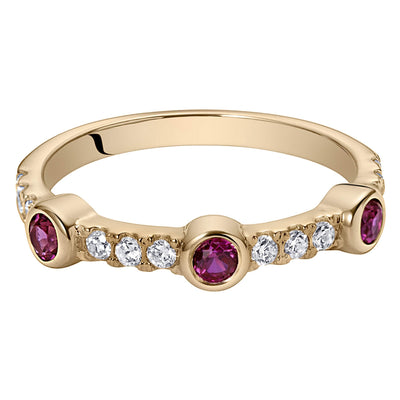 Ruby Bezel Stackable Ring Rose-Tone Sterling Silver