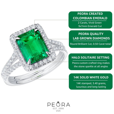 Colombian Emerald and Diamond Ring 14K Gold 2.50 Carats Emerald Cut