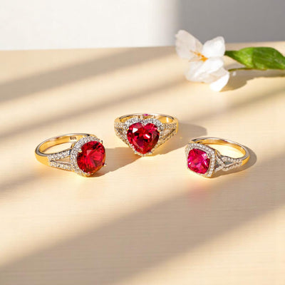 Created Ruby Ring Sterling Silver Round Shape 1 Carat