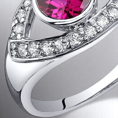 Created Ruby Ring Sterling Silver Round Shape 1 Carat
